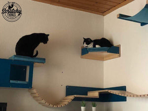 Cat Wall Shelf Bridge Bed Bundle - Big Corner Bundle - Scratchy Things Premium Pet Furniture