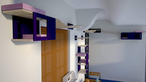 Cat Wall Shelf Bridge Bed Bundle - Purple Bundle - Scratchy Things Premium Pet Furniture