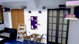 Cat Wall Shelf Bridge Bed Bundle - Purple Bundle - Scratchy Things Premium Pet Furniture