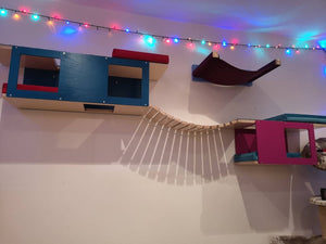 Cat Wall Shelf Bridge Bed Bundle - Splash of Color Bundle - Scratchy Things Premium Pet Furniture