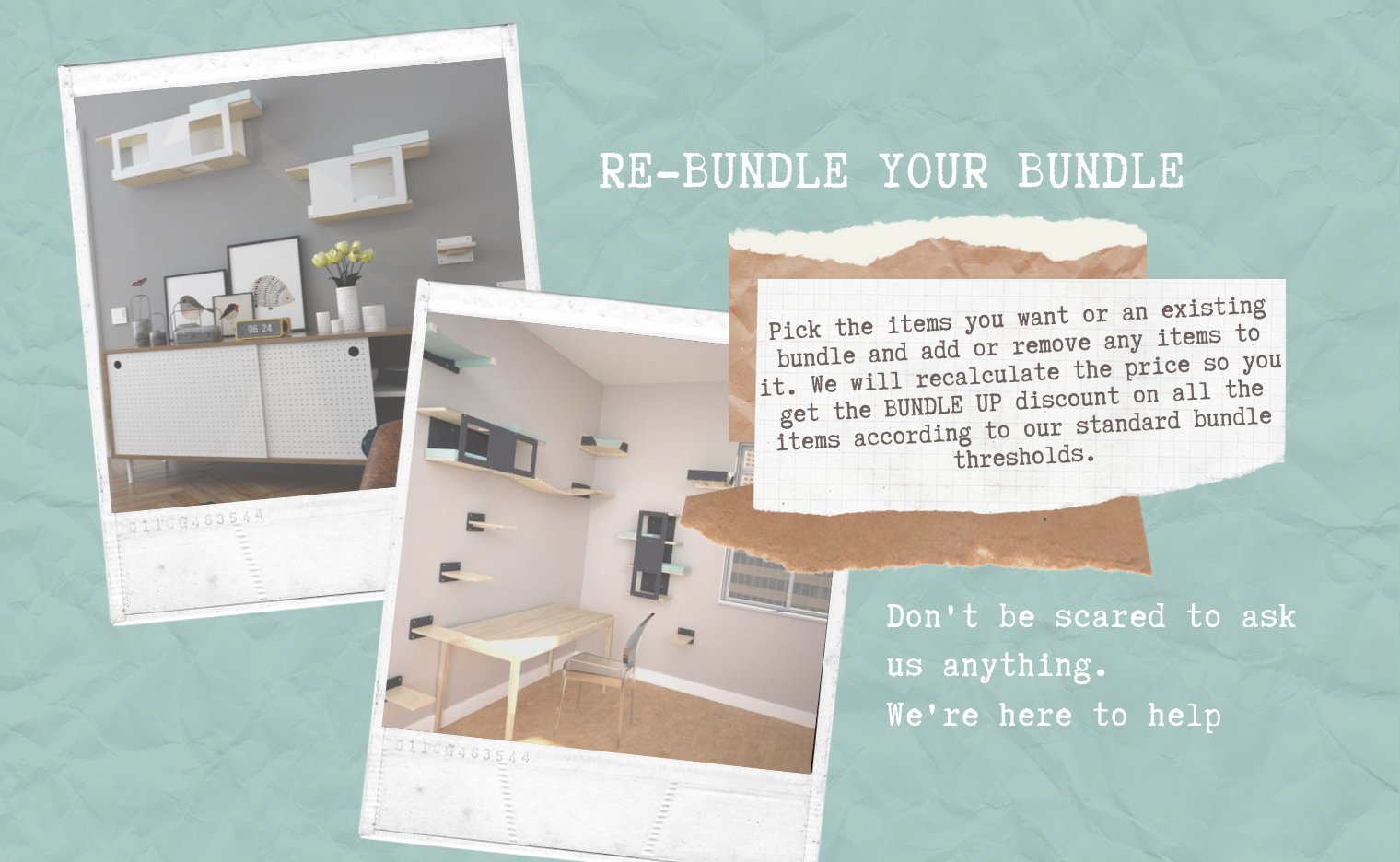 Cat Wall Shelf Feeder Bundle - Very Flat Corner Bundle - Scratchy Things Premium Pet Furniture