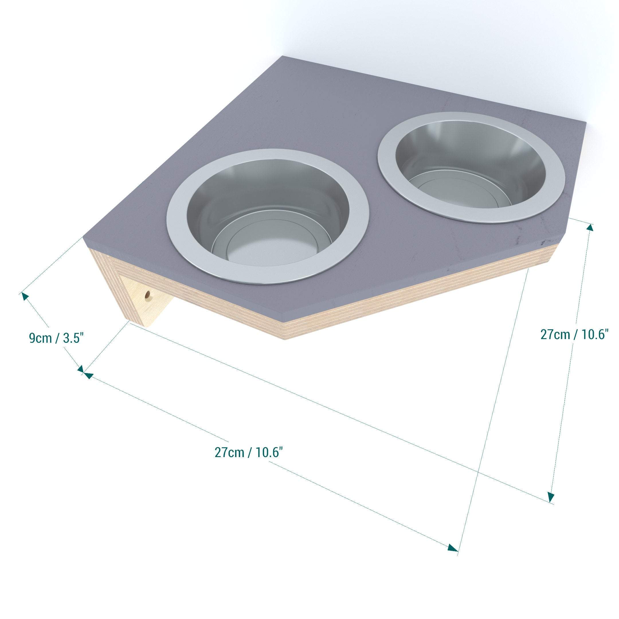 Cat Wall Shelf Feeder Corner - Wally Corner Feeder Duo - Scratchy Things Premium Pet Furniture