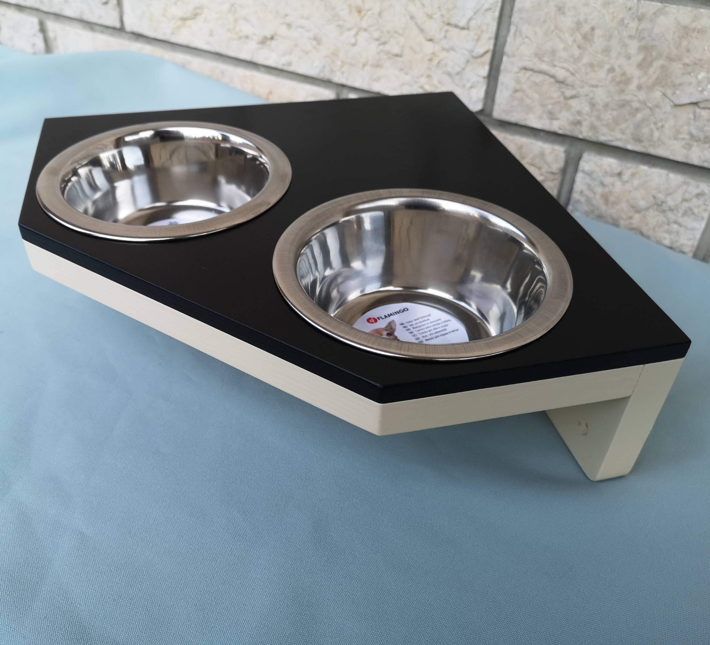 Cat Wall Shelf Feeder Corner - Wally Corner Feeder Duo - Scratchy Things Premium Pet Furniture