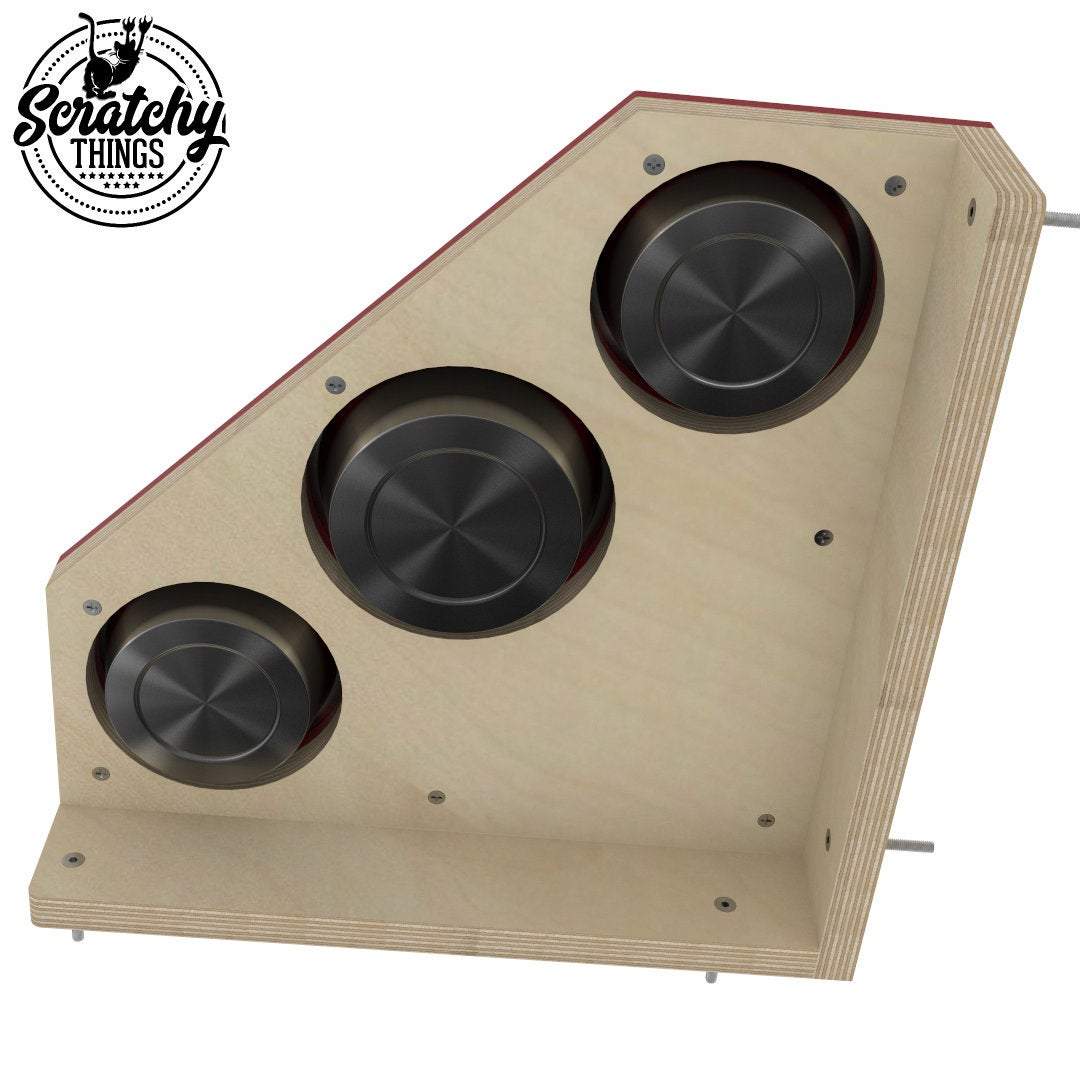 Cat Wall Shelf Feeder Corner - Wally Corner Feeder Trio - Scratchy Things Premium Pet Furniture