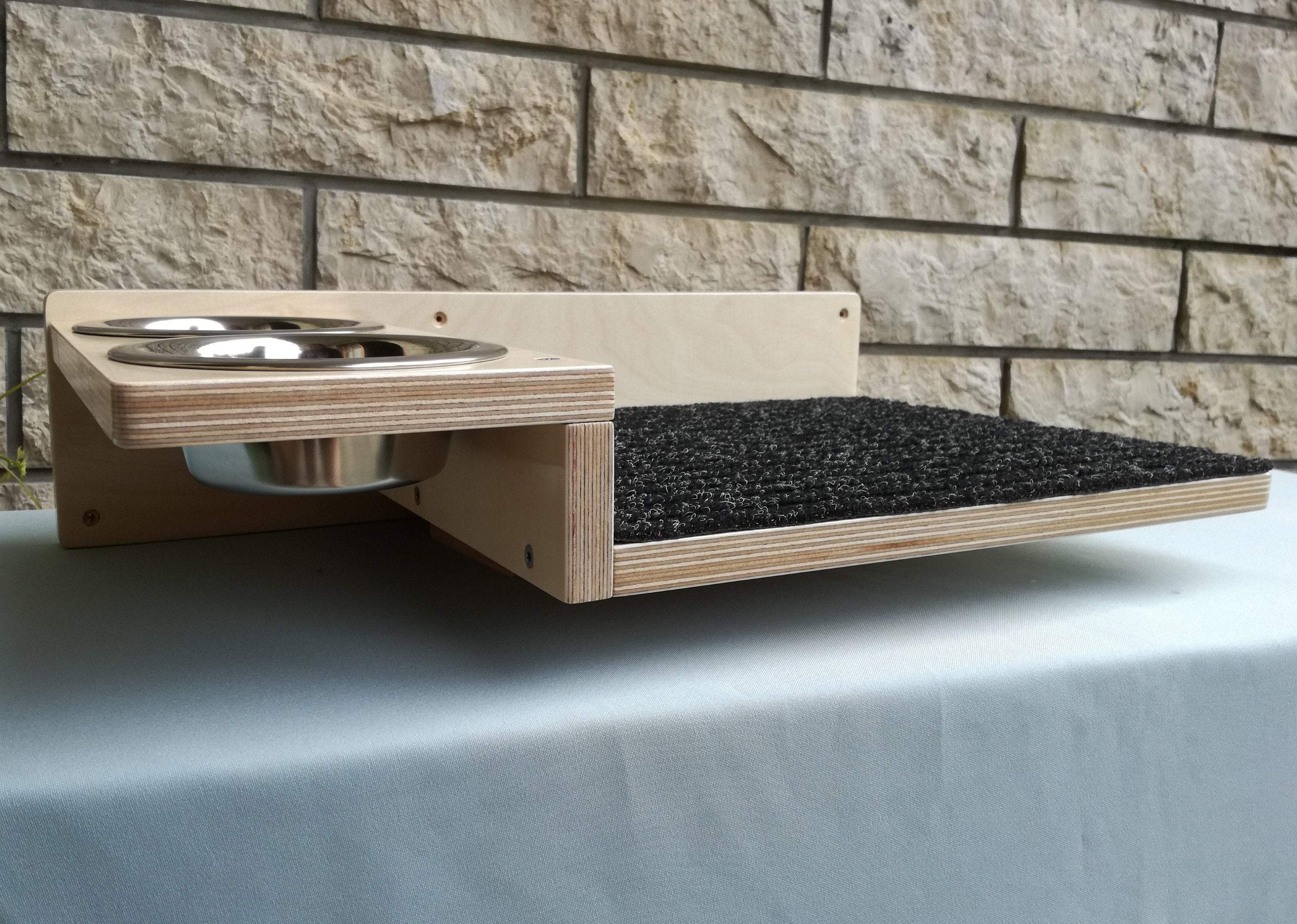 Cat Wall Shelf Feeder Step - Wally Flat Feeder - Scratchy Things Premium Pet Furniture