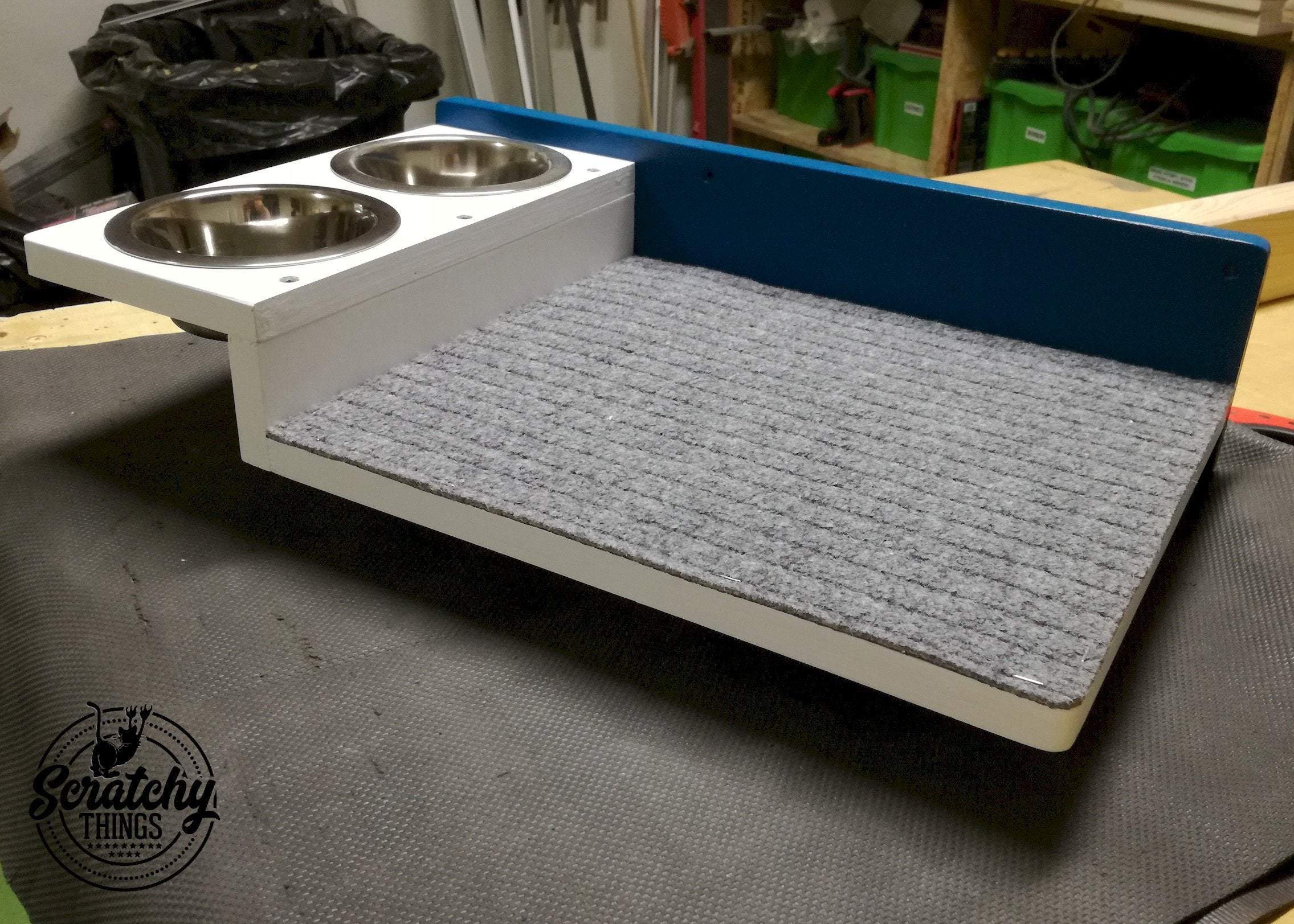 Cat Wall Shelf Feeder Step - Wally Flat Feeder - Scratchy Things Premium Pet Furniture