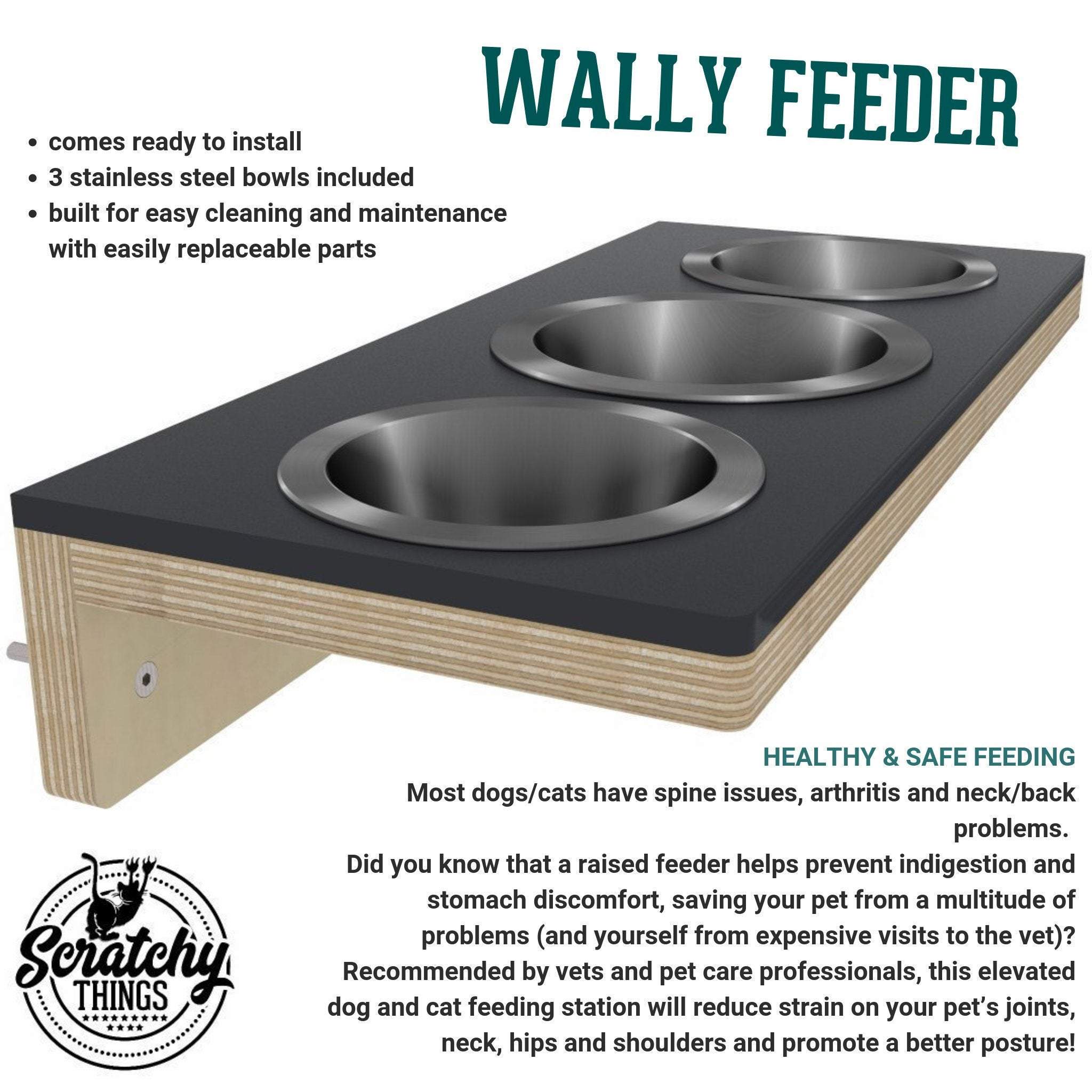 Cat Wall Shelf Feeder - Wally Feeder - Scratchy Things Premium Pet Furniture