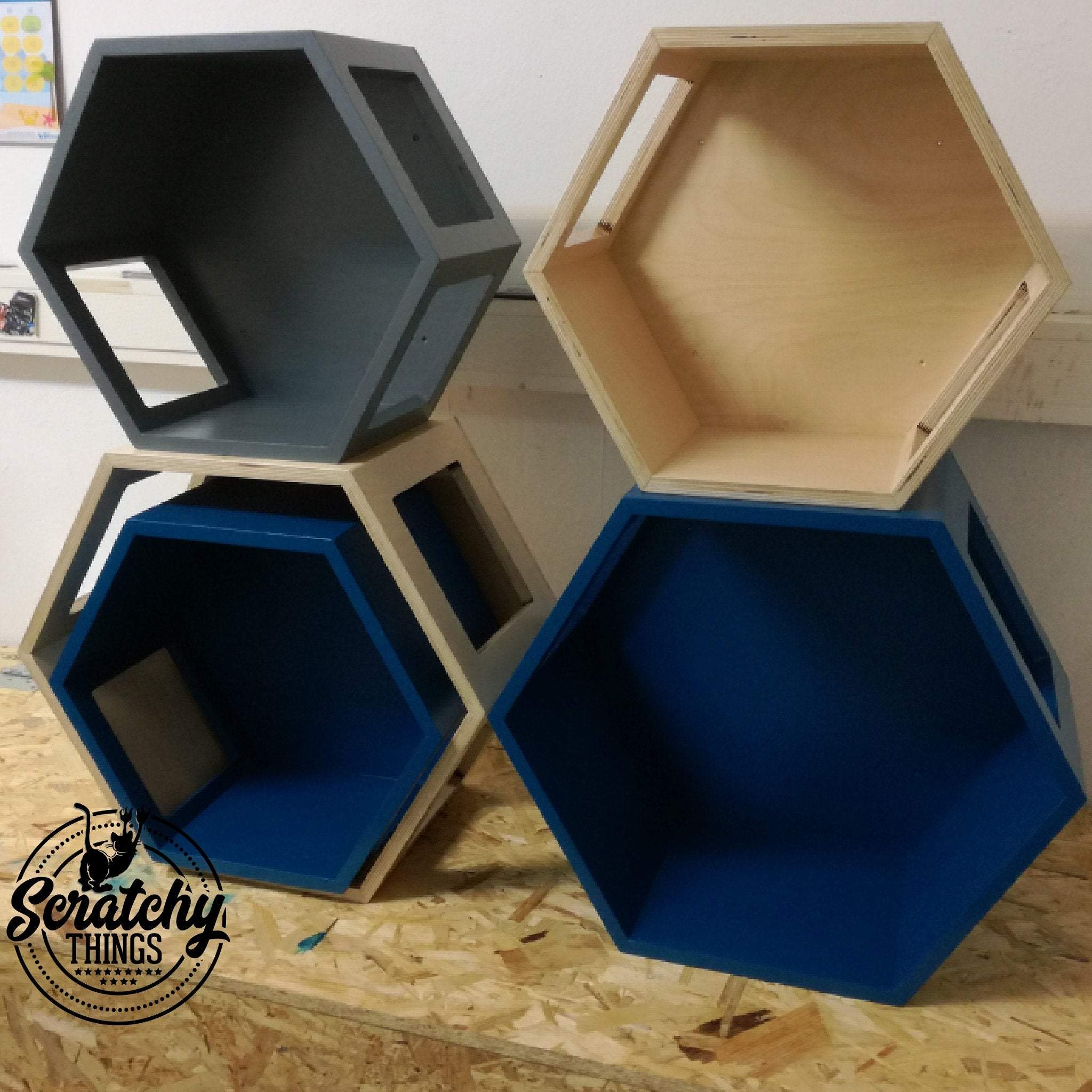 Cat Wall Shelf Hexagonal Bed - Wally Hex 30 - Scratchy Things Premium Pet Furniture