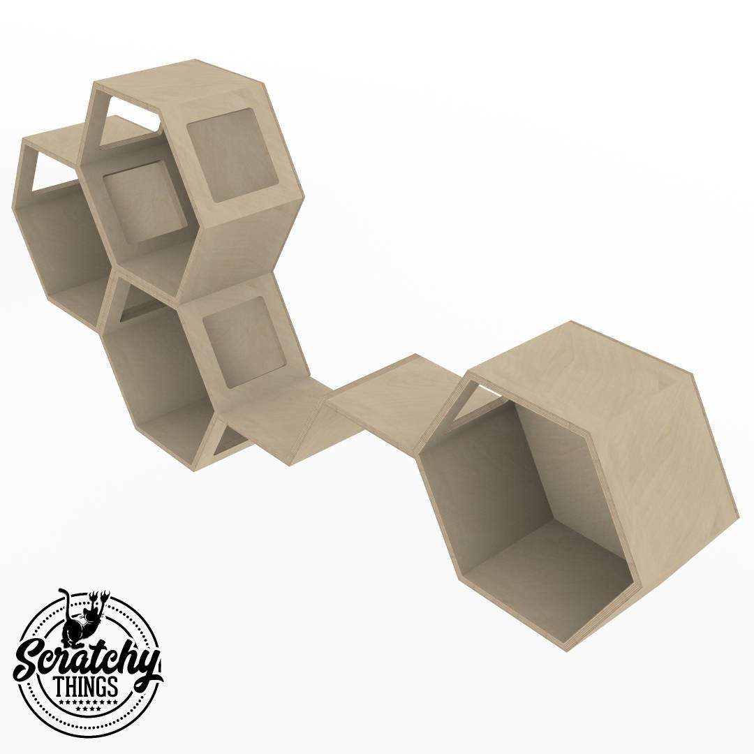 Cat Wall Shelf Hexagonal Bed - Wally Hex 30 - Scratchy Things Premium Pet Furniture