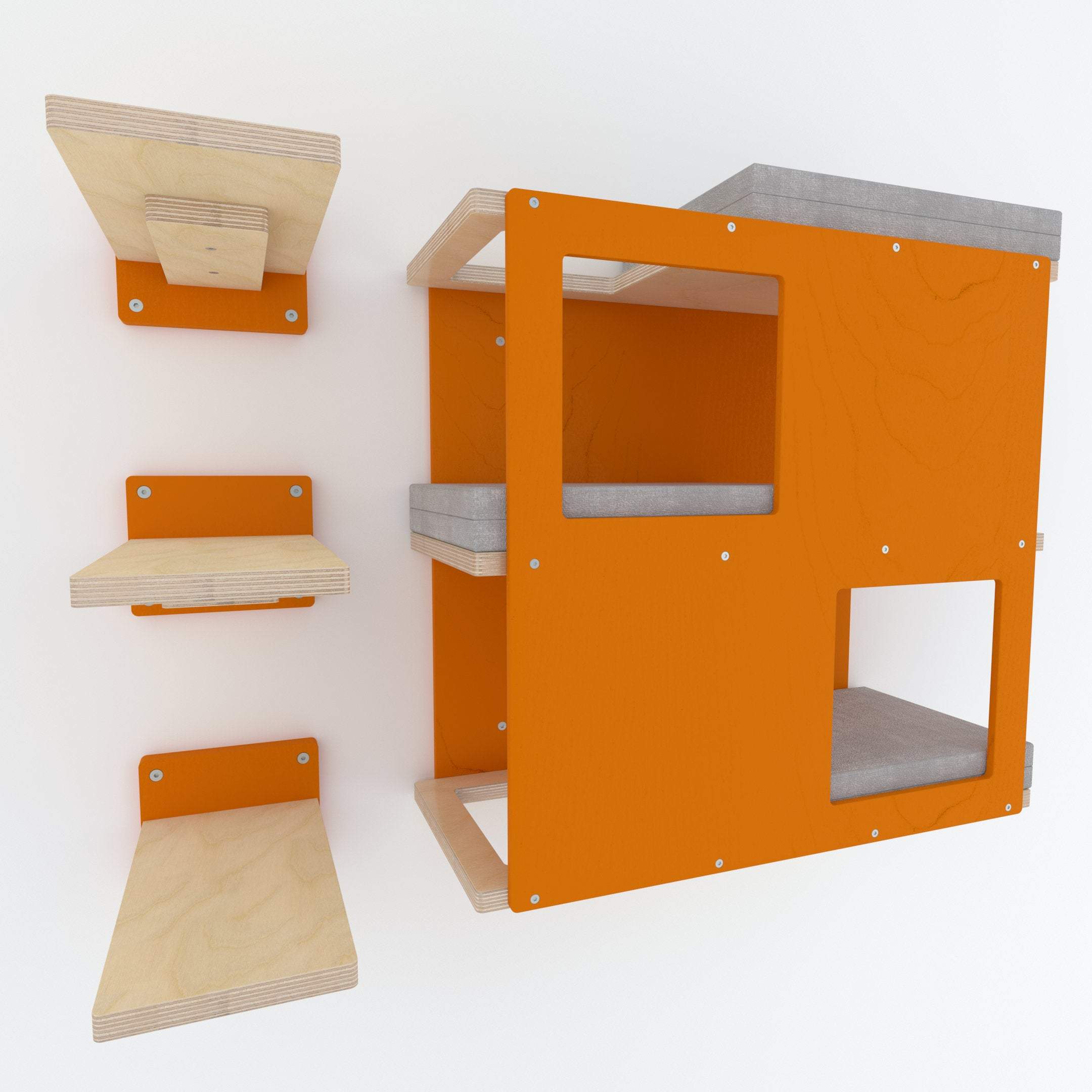 Cat Wall Shelf Step Bed Bundle - Wally Loft Bundle - Scratchy Things Premium Pet Furniture