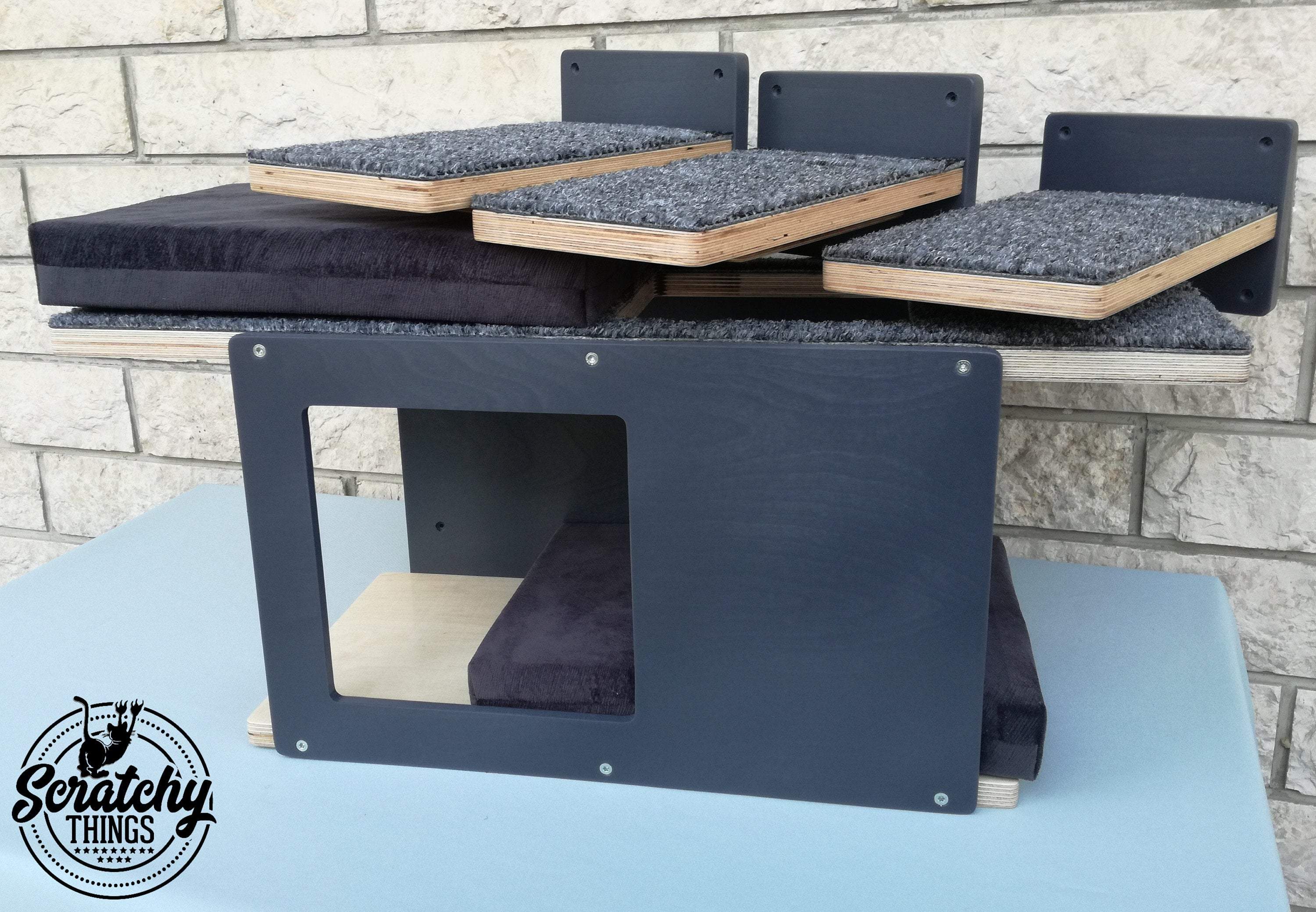 Cat Wall Shelf Step Bed Bundle - Wally Mini Bundle - Scratchy Things Premium Pet Furniture