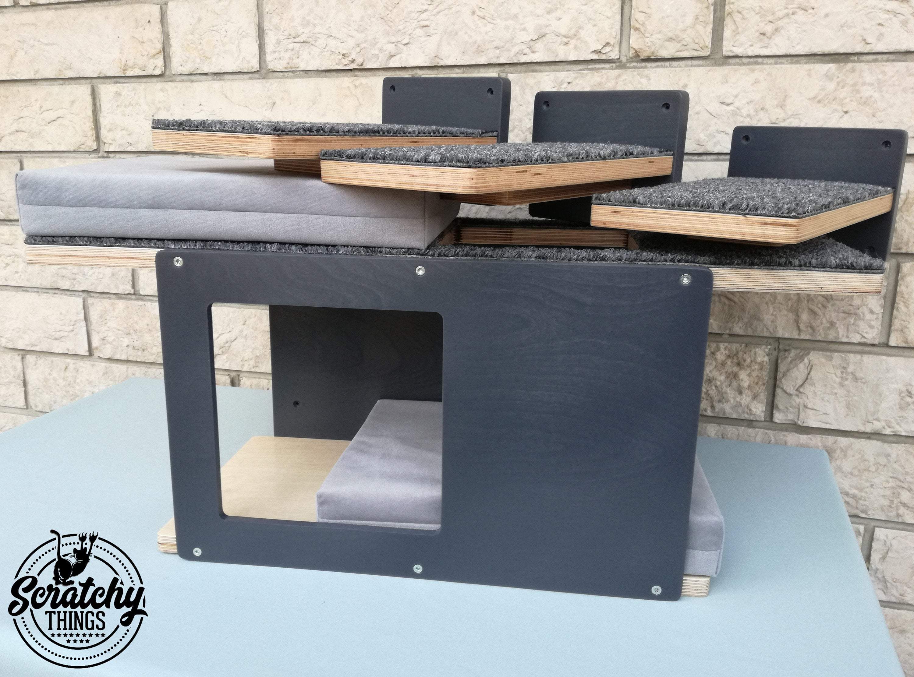 Cat Wall Shelf Step Bed Bundle - Wally Mini Bundle - Scratchy Things Premium Pet Furniture