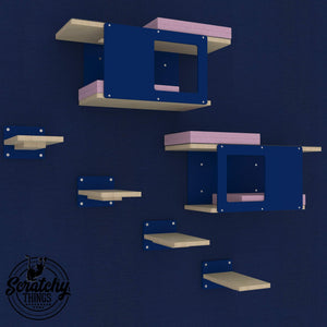 Cat Wall Shelf Step Bed Bundle - Wally Mini Double Bundle - Scratchy Things Premium Pet Furniture