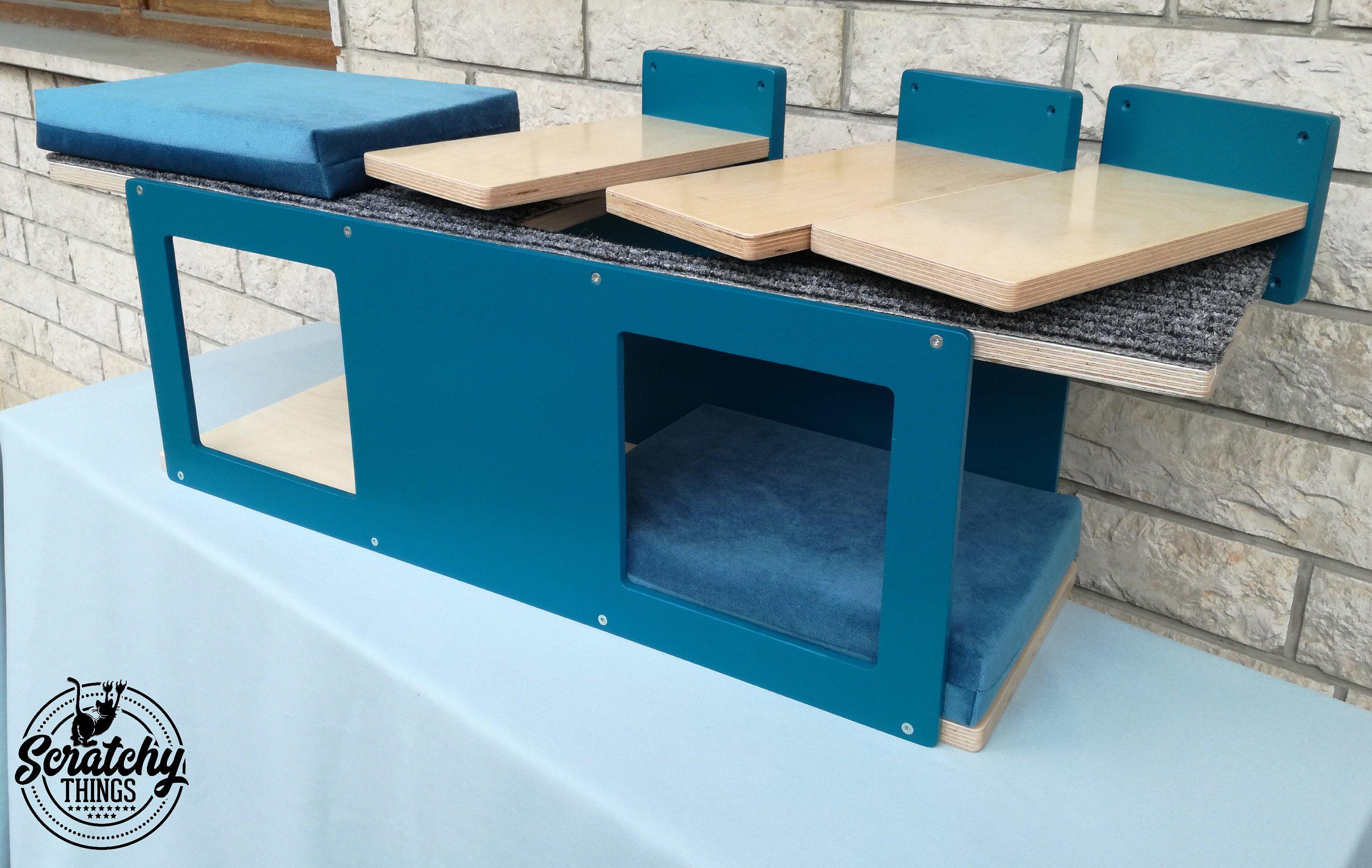 Cat Wall Shelf Step Bed Bundle - Wally Tunnel Bundle - Scratchy Things Premium Pet Furniture