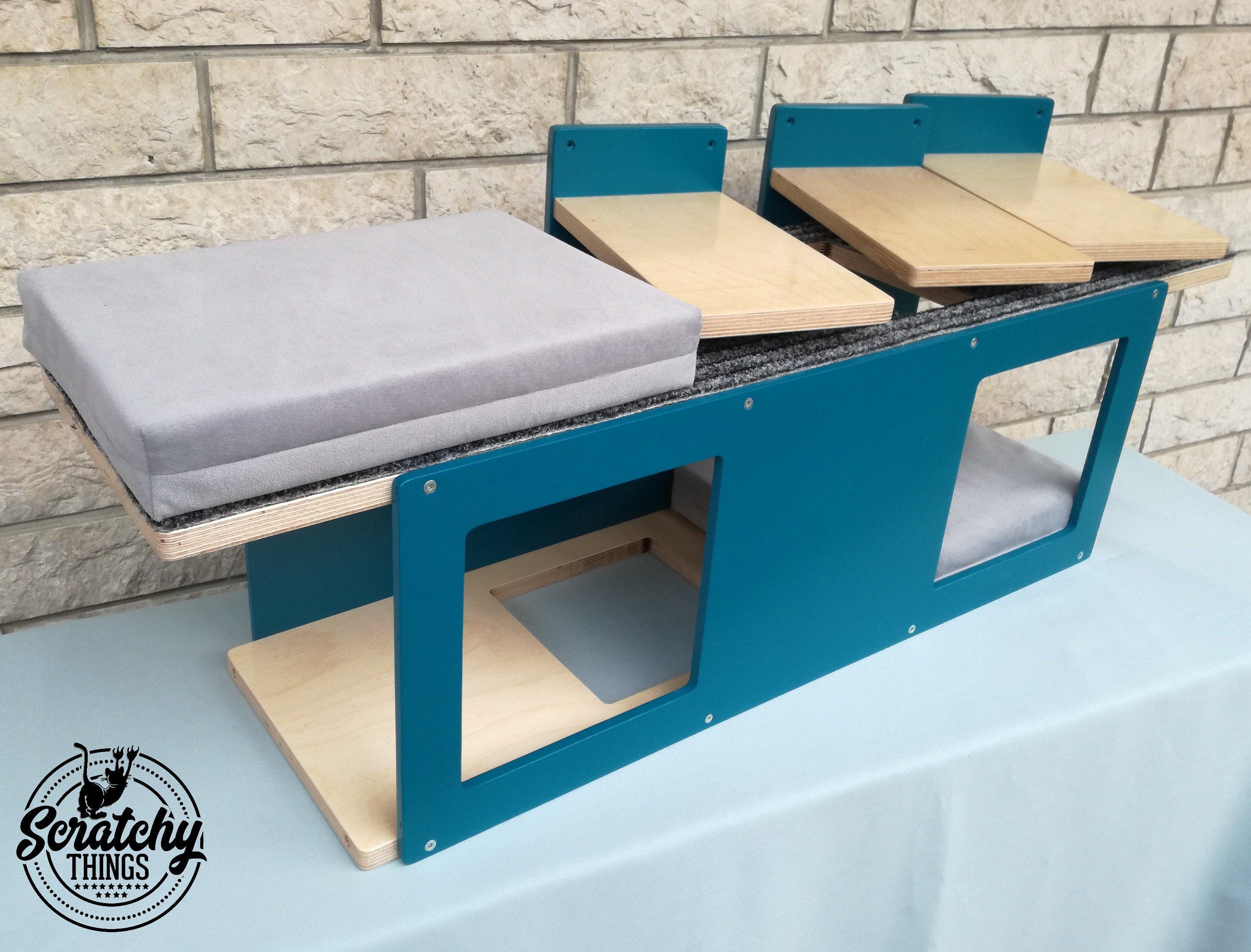 Cat Wall Shelf Step Bed Bundle - Wally Tunnel Bundle - Scratchy Things Premium Pet Furniture