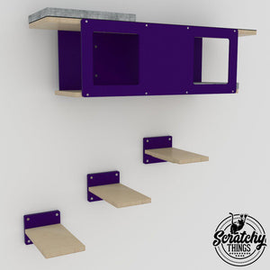 Cat Wall Shelf Step Bed Bundle - Wally Tunnel Bundle - Scratchy Things Premium Pet Furniture