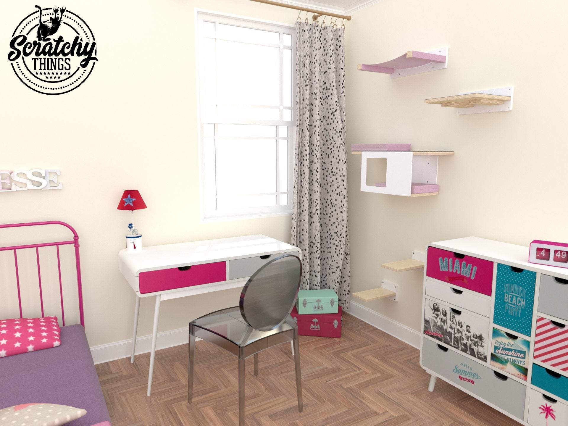 Cat Wall Shelf Step Bed Hammock Bundle - Space Saver Bundle - Scratchy Things Premium Pet Furniture