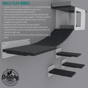 Cat Wall Shelf Step Bridge Bed Bundle - Wally Play Bundle Mini - Scratchy Things Premium Pet Furniture