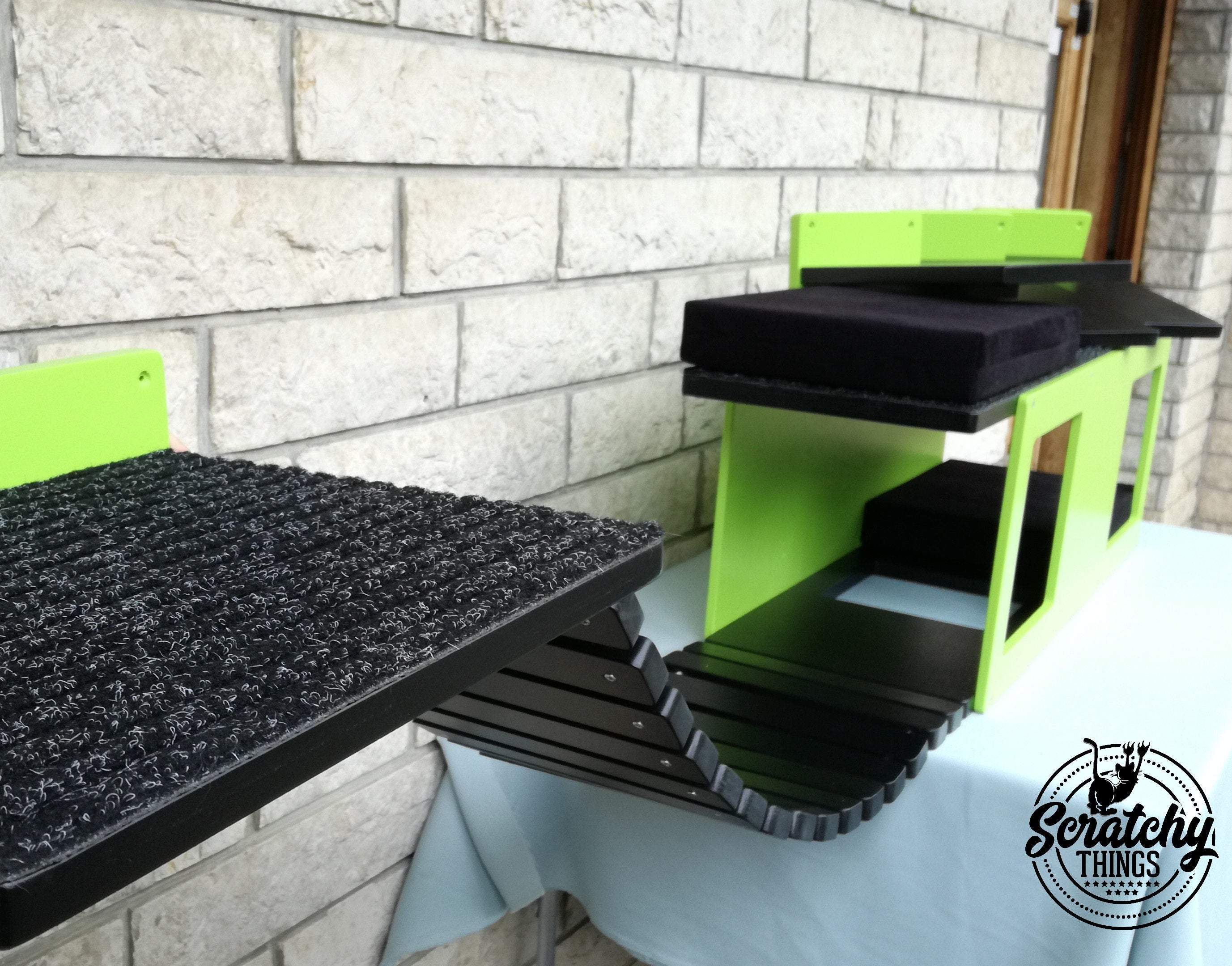Cat Wall Shelf Step Bridge Bed Bundle - Wally Play Bundle - Scratchy Things Premium Pet Furniture