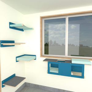 Cat Wall Shelf Step Bridge Bed Hammock Bundle - Window Corner Bundle - Scratchy Things Premium Pet Furniture