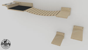 Cat Wall Shelf Step Bridge Feeder Bundle - Wally Starter Bundle - Scratchy Things Premium Pet Furniture