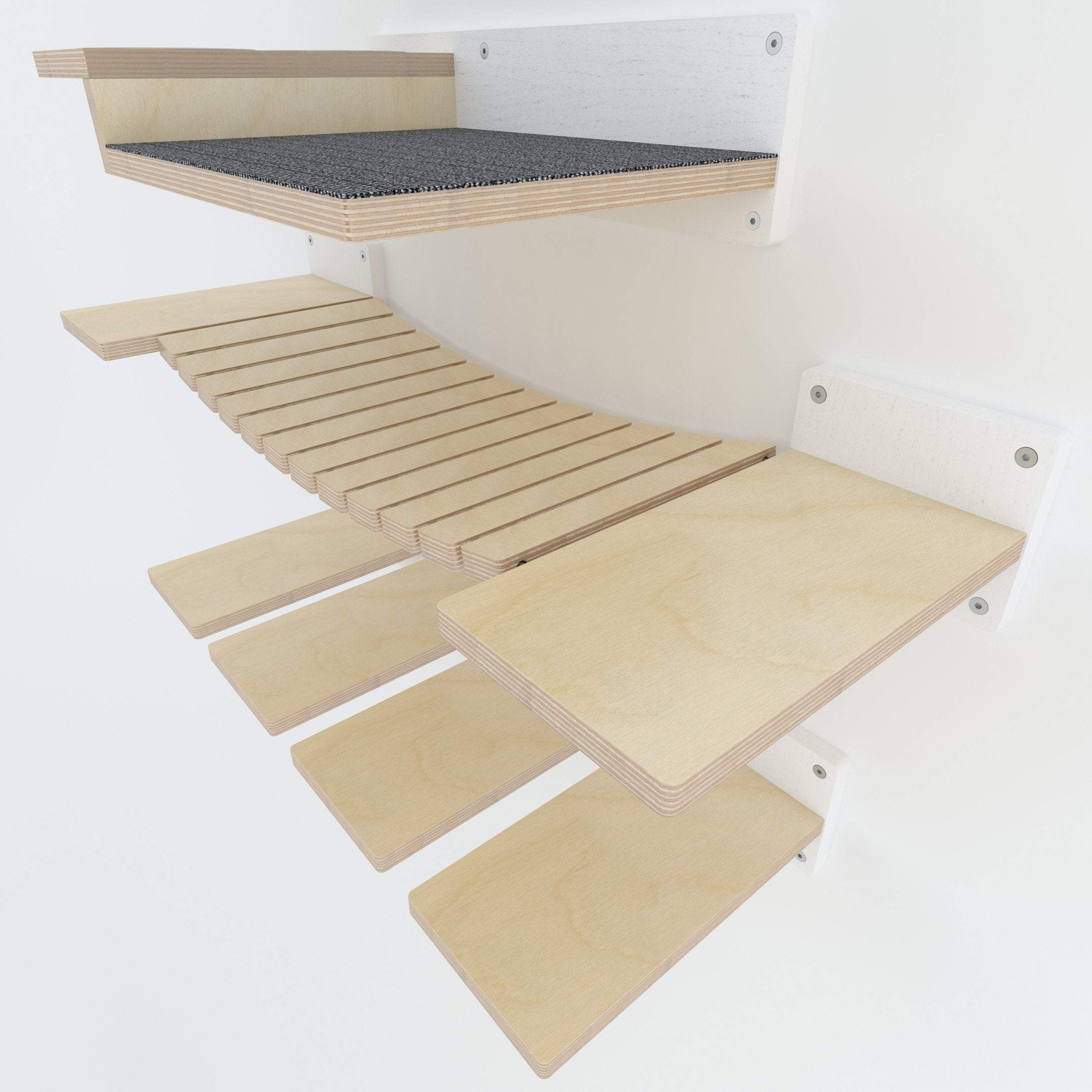 Cat Wall Shelf Step Bridge Feeder Bundle - Wally Starter Sixpack Bundle - Scratchy Things Premium Pet Furniture