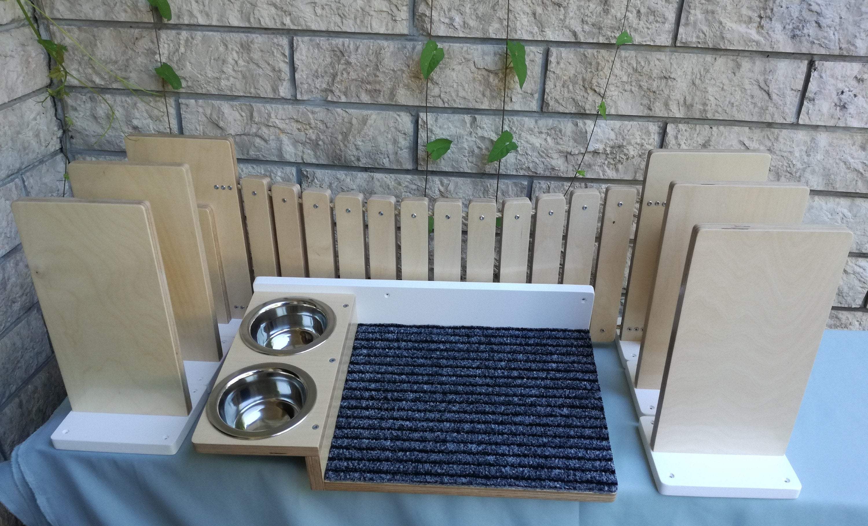 Cat Wall Shelf Step Bridge Feeder Bundle - Wally Starter Sixpack Bundle - Scratchy Things Premium Pet Furniture