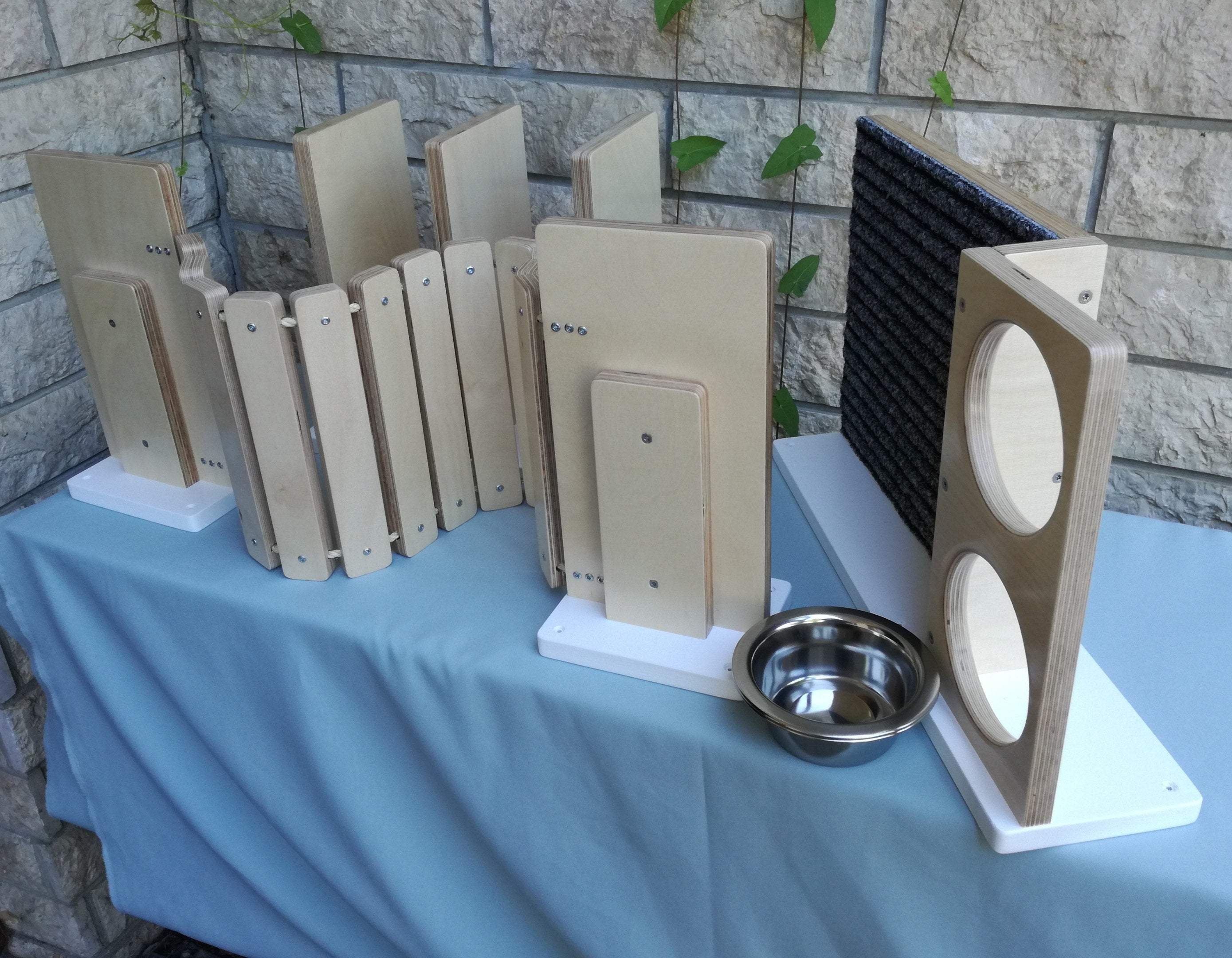 Cat Wall Shelf Step Bridge Feeder Bundle - Wally Starter Sixpack Bundle - Scratchy Things Premium Pet Furniture