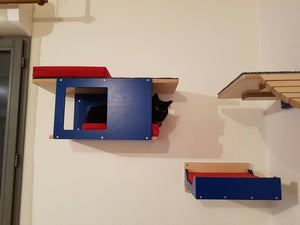 Cat Wall Shelf Bridge Bed Bundle - Slightly Less Big Corner Bundle - Scratchy Things Premium Pet Furniture