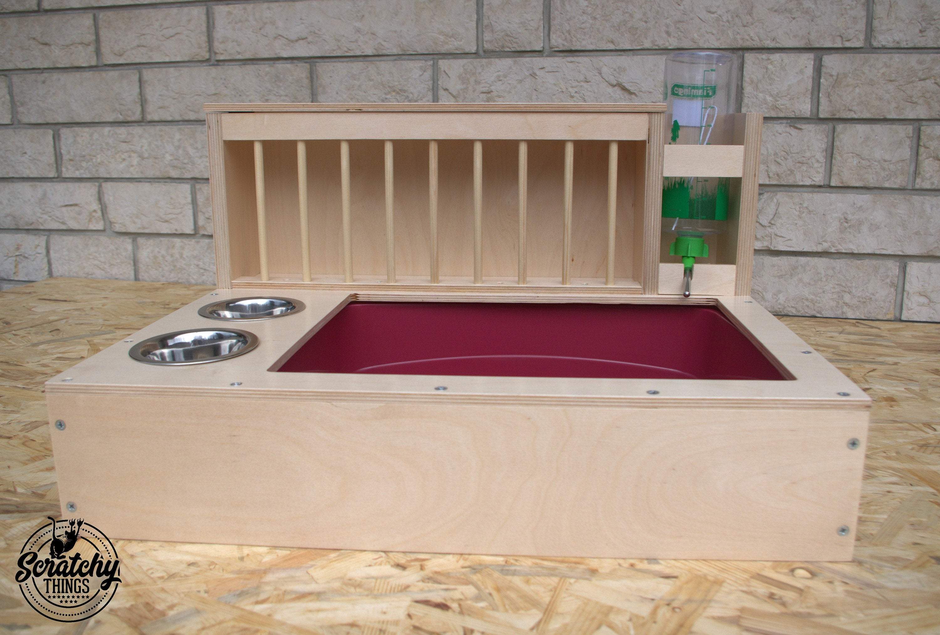 Rabbit Hay Feeder Water Litter box - Nibbler Combo 4in1 - Scratchy Things Premium Pet Furniture