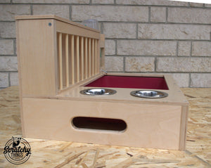 Rabbit Hay Feeder Water Litter box - Nibbler Combo 4in1 - Scratchy Things Premium Pet Furniture