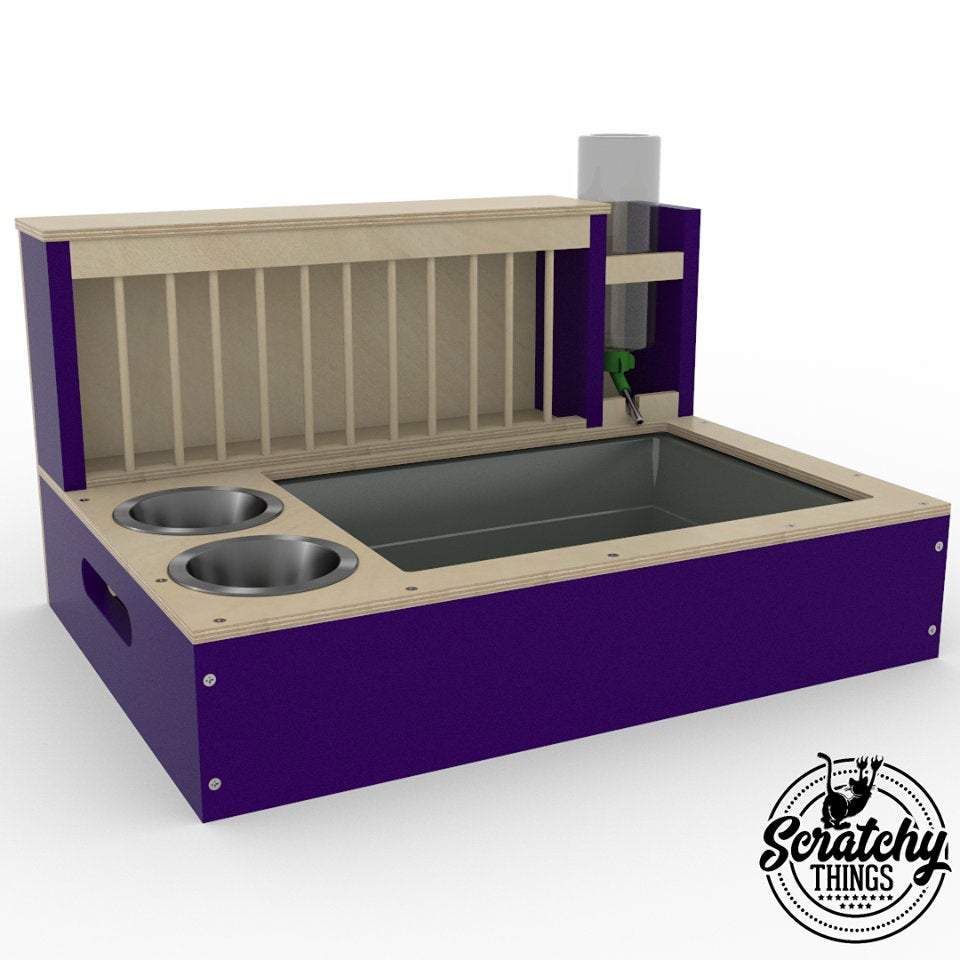 Rabbit Hay Feeder Water Litter box - Nibbler Combo Spectra 4in1 - Scratchy Things Premium Pet Furniture