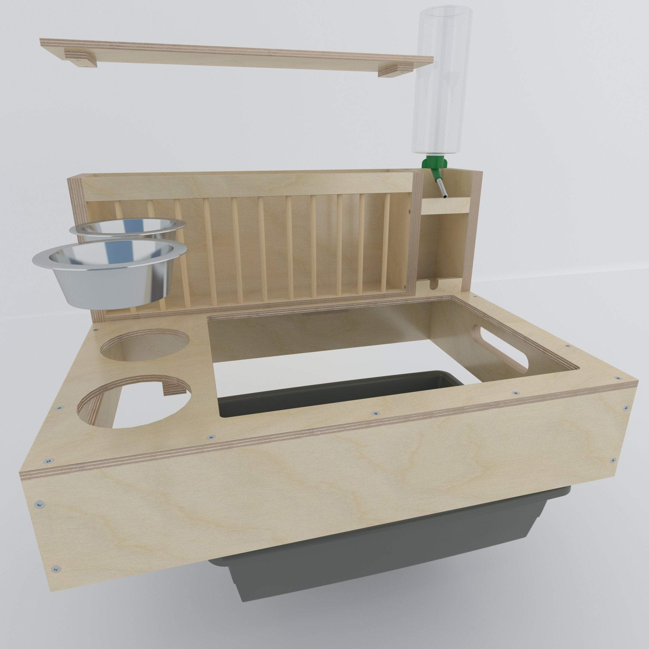 Rabbit Hay Feeder Water Litter box - Nibbler Combo Spectra 4in1 - Scratchy Things Premium Pet Furniture