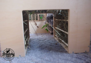 Rabbit Hay Rack Feeder Tunnel - Nibbler HayTunnel - Scratchy Things Premium Pet Furniture